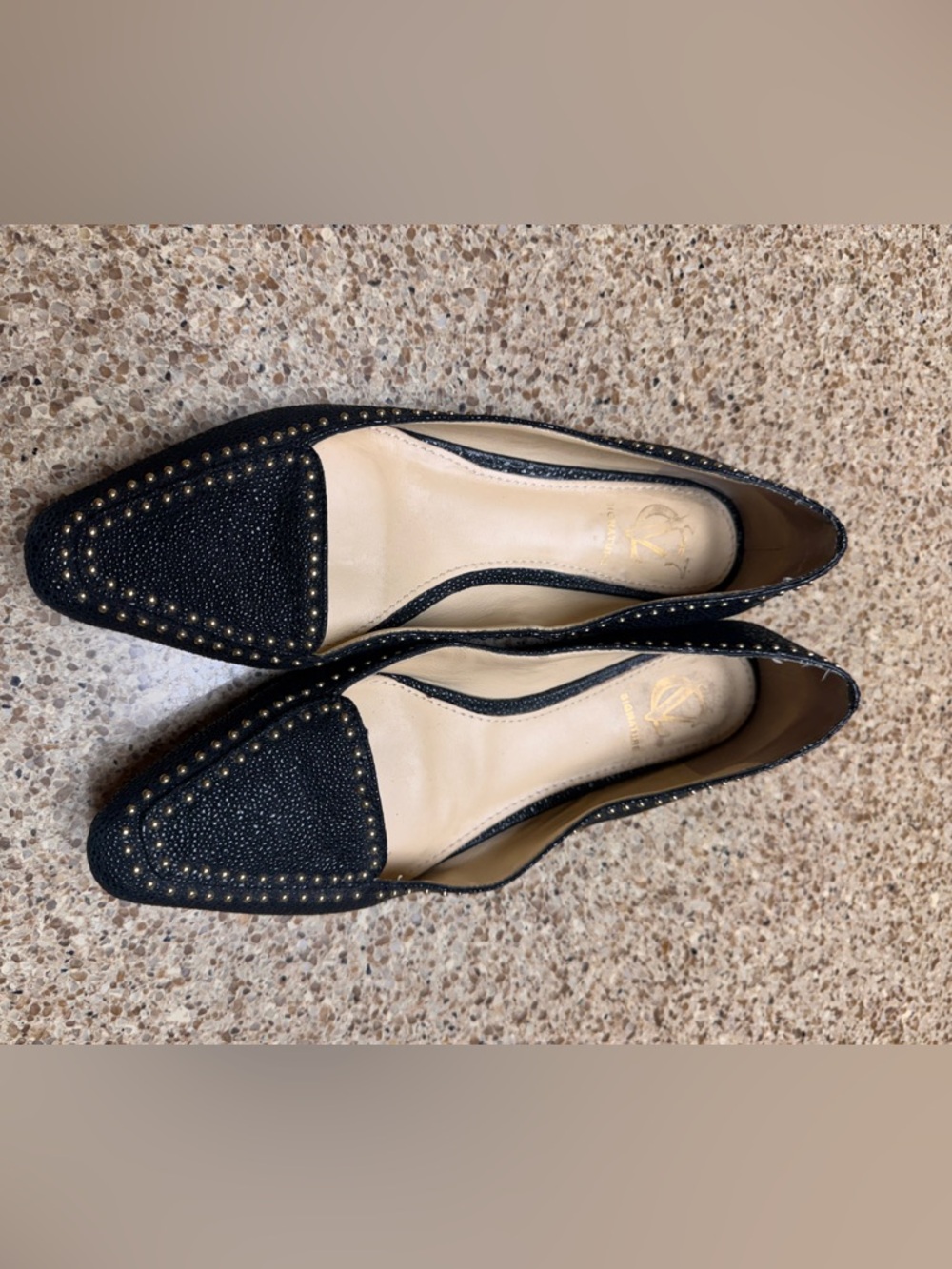 VC Black Studded Pointed-Toe Women's Flats